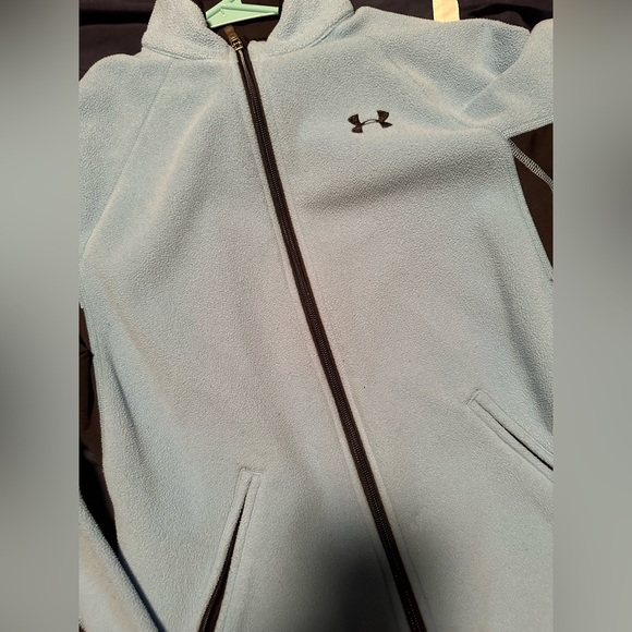 Under Armour full zip fleece jacket in blue and black. - Picture 2 of 3